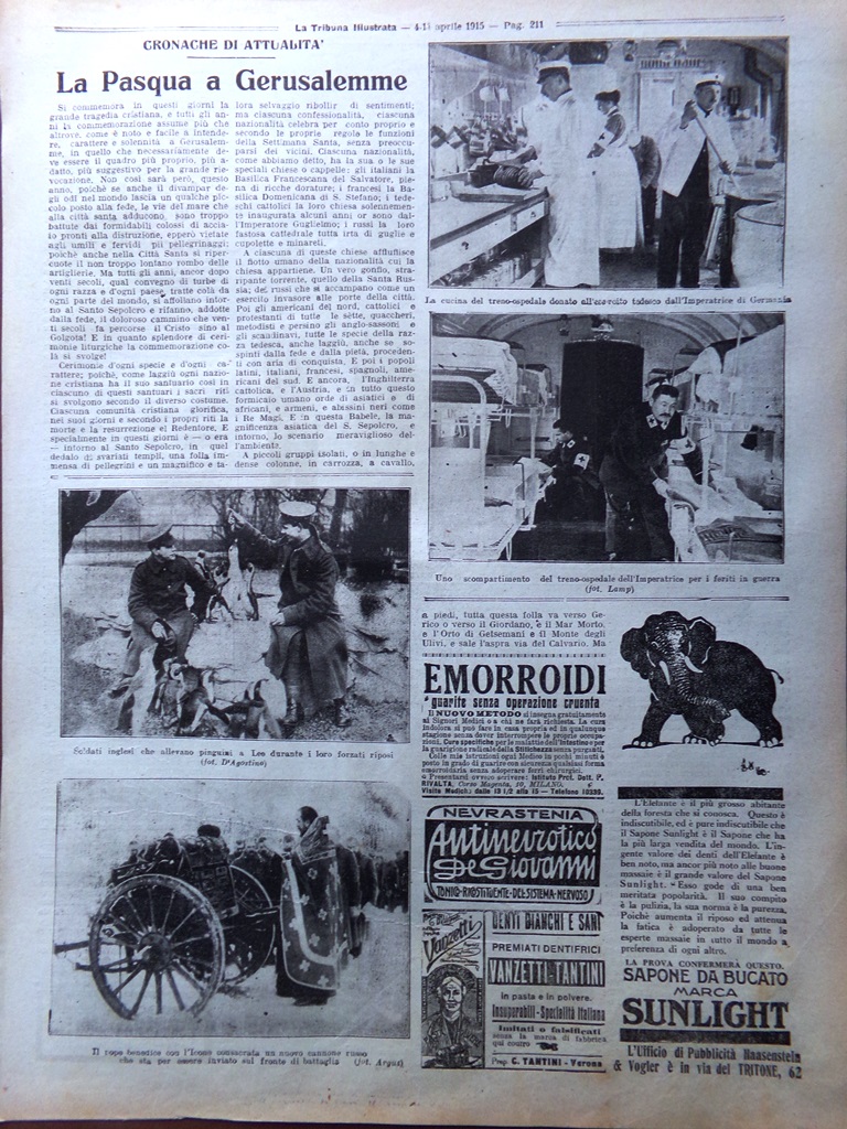 Pagine del 1915 WW1 Pasqua Gerusalemme Sarah Bernhardt Campi Argonne …