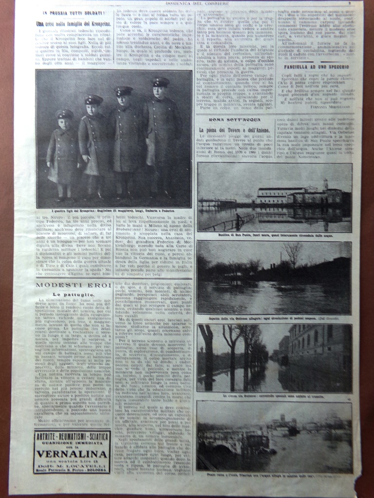 Pagine del 1915 WW1 Piena Tevere Aniene Marconi Hindenburg Kronprinz …