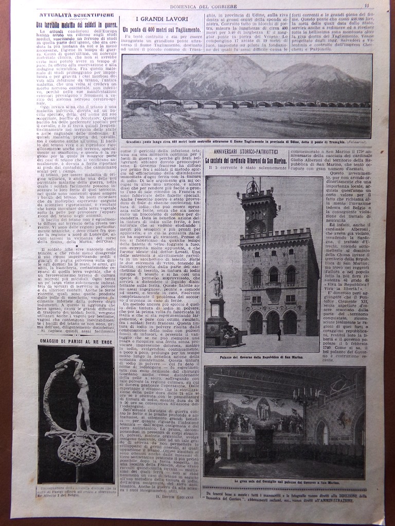 Pagine del 1915 WW1 Ponte Tagliamento San Marino Tetano Malattia …