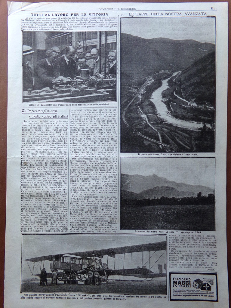 Pagine del 1915 WW1 Sikorsky Avanzata Isonzo Monte Nero Fabbricazione …