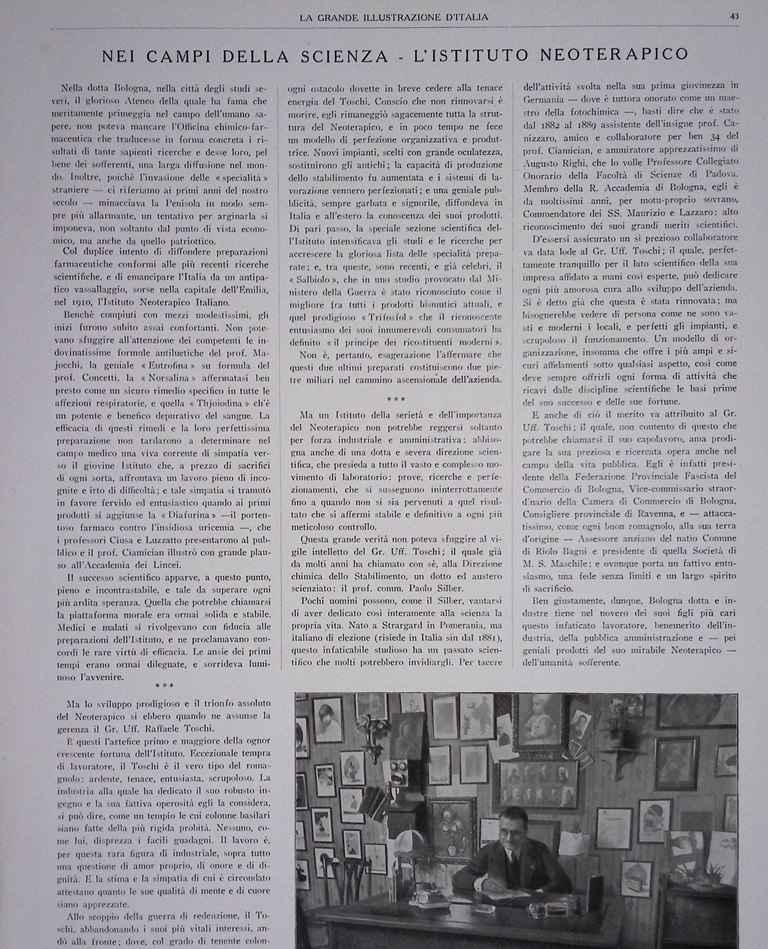 Pagine del 1927 Bologna Casa Zanichelli Istituto Neoterapico Raffaele Toschi