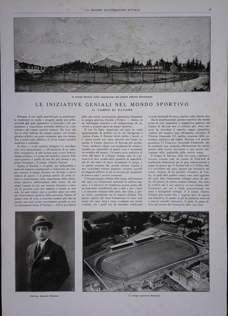 Pagine del 1927 Bologna Mondo Sportivo Campo Ravone Buriani Opificio …