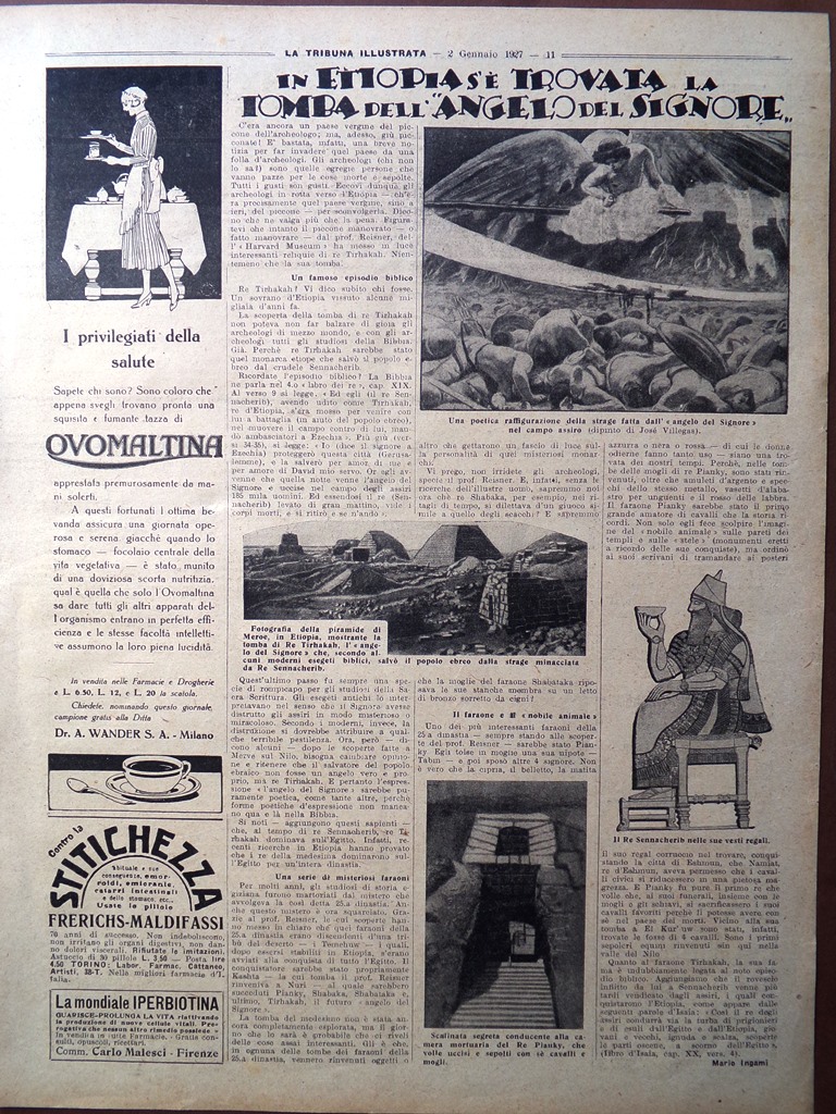 Pagine del 1927 Ritrovamento Tomba Re Tirhakah Piramide Meroe Luna …