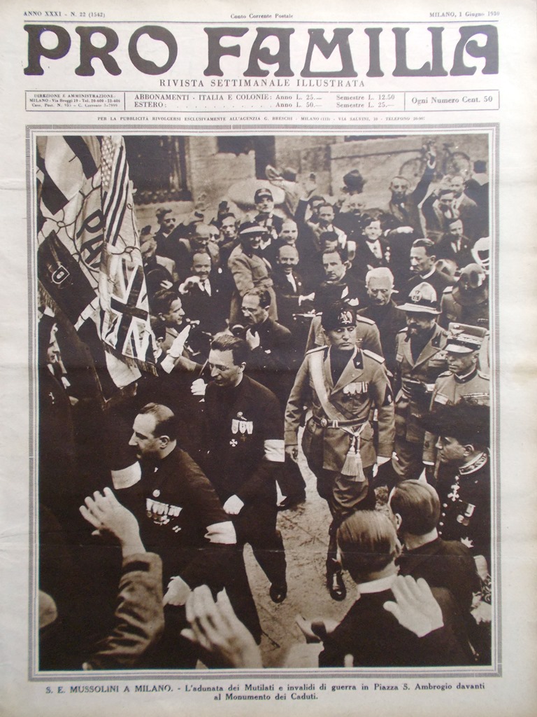 Pro Familia del 1 Giugno 1930 Carnera Chaplin Fava Matrimonio …