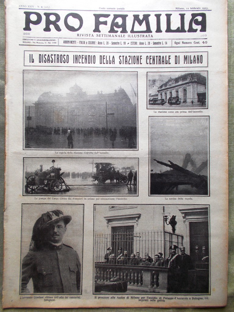 Pro Familia del 11 Febbraio 1923 Incendio Stazione Milano Ruhr …