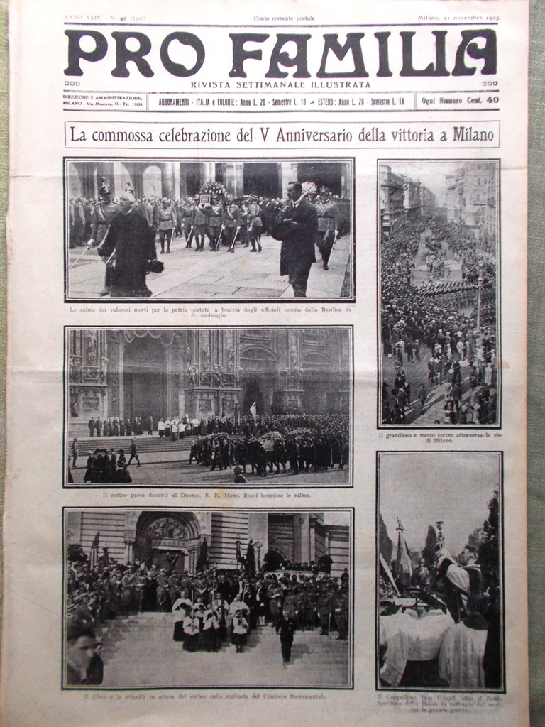 Pro Familia del 11 Novembre 1923 Anniversario Vittoria Lotta in …