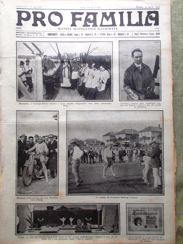 Pro Familia del 15 Aprile 1923 Menasti Funerali Sarah Bernhardt …