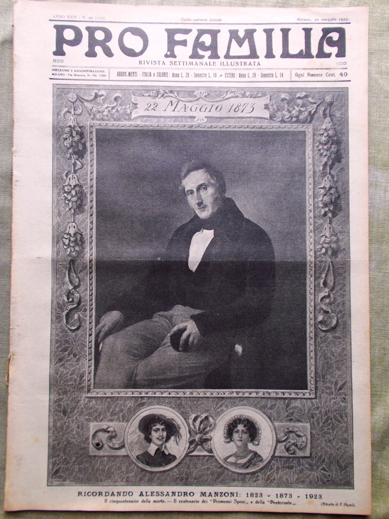 Pro Familia del 20 Maggio 1923 Centenario Alessandro Manzoni Pescarenico …