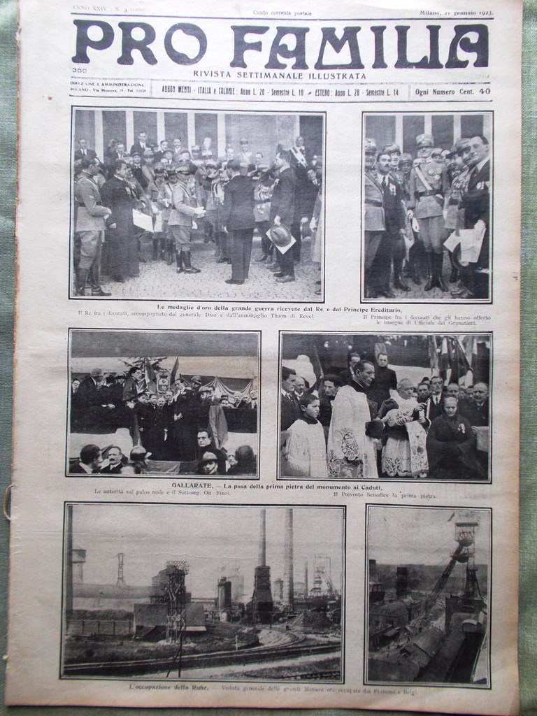 Pro Familia del 21 Gennaio 1923 Occupazione Ruhr Pola Ferro …