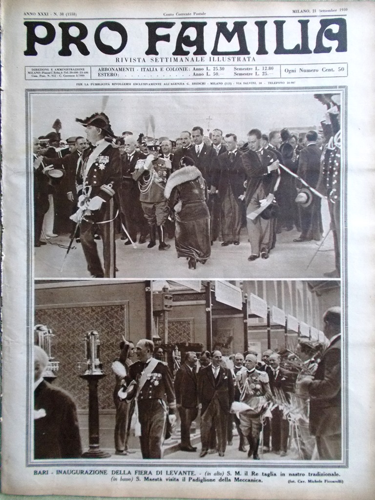 Pro Familia del 21 Settembre 1930 Bari Vercelli Allievo Teatro …