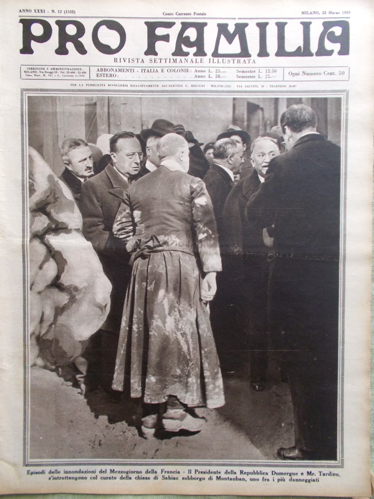 Pro Familia del 23 Marzo 1930 Inondazione Francia India Mancinelli …