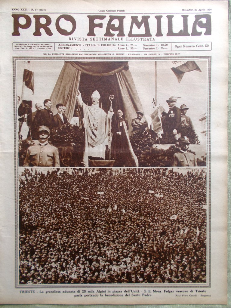 Pro Familia del 27 Aprile 1930 Pini Valsolda Tibaldi Toscanini …