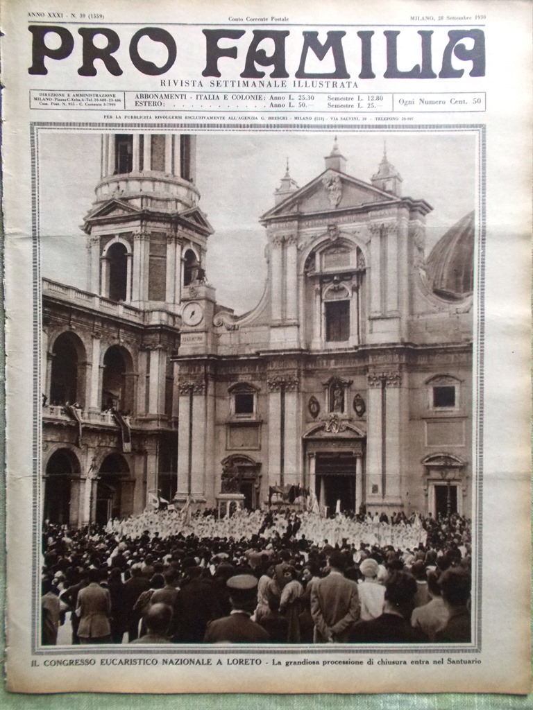 Pro Familia del 28 Settembre 1930 Edison Marconi Loreto Jacopone …