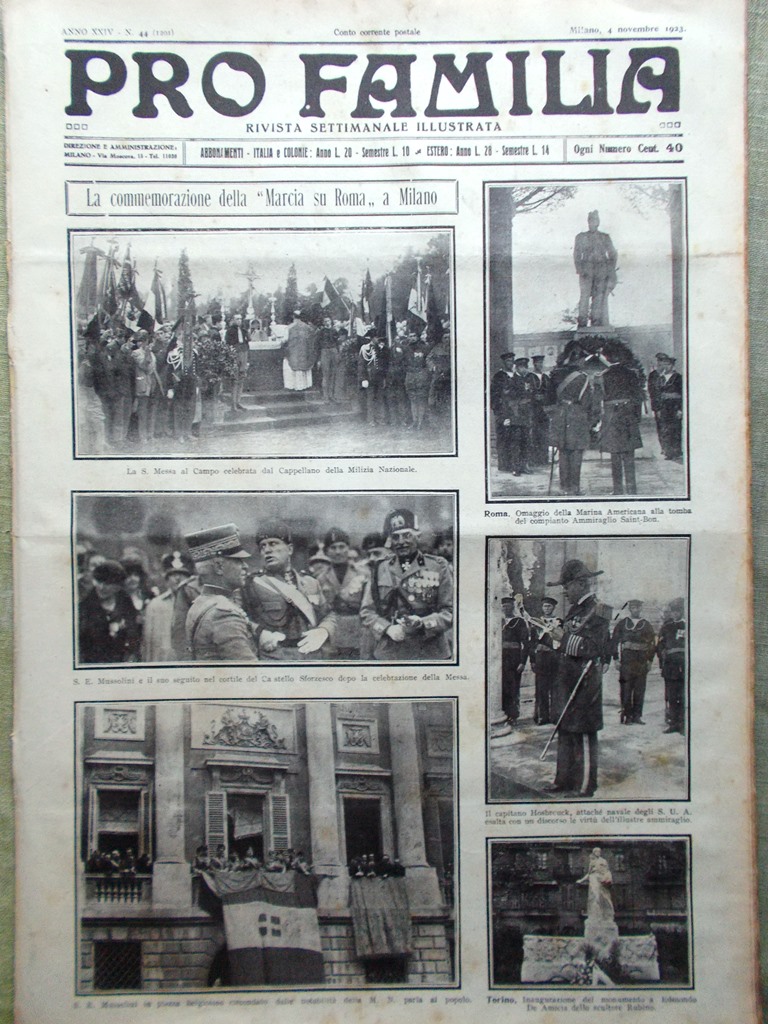 Pro Familia del 4 Novembre 1923 Commemorazione Marcia su Roma …