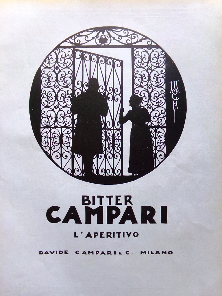 Pubblicità del 1925 Campari Aperitivo Ozono Legno Aeronautica Spruce Legnami