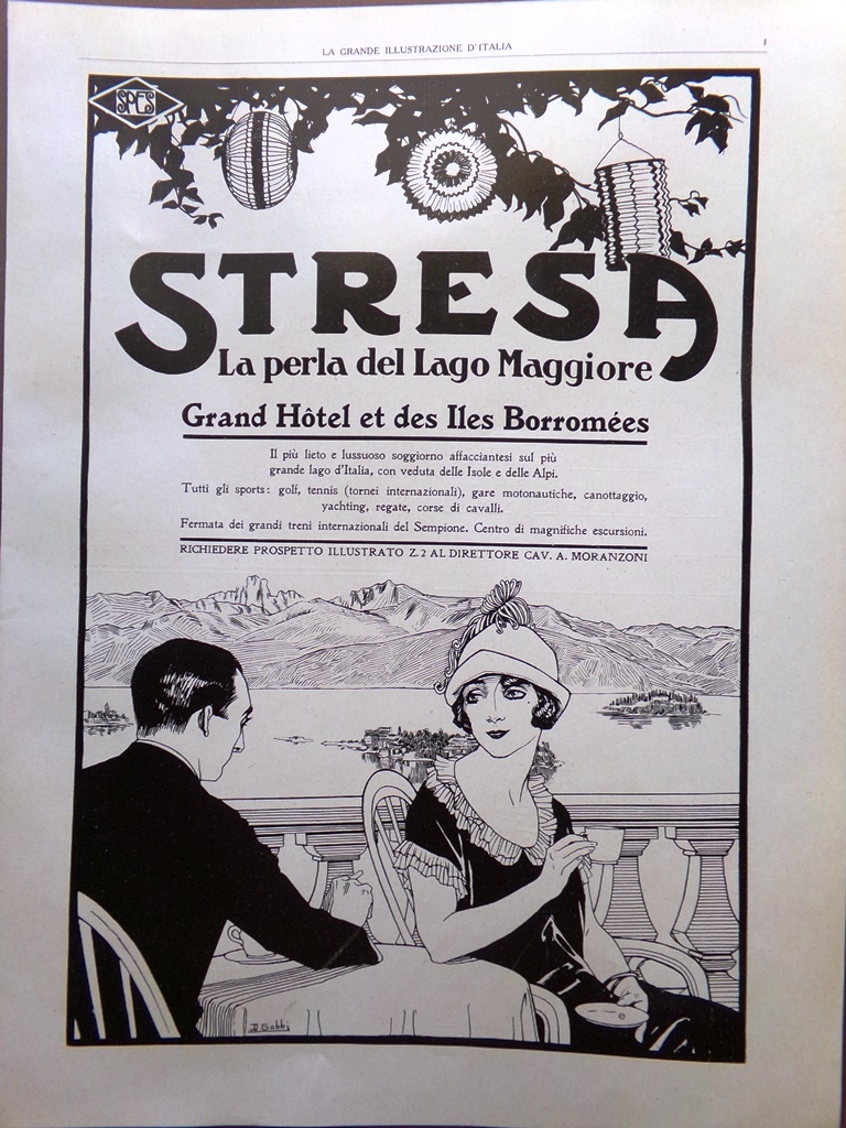 Pubblicità del 1925 Lago Maggiore Stresa Radiatori Continental Triplex Gas