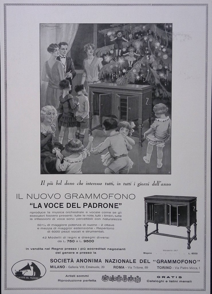 Pubblicità del 1927 Il Nuovo Grammofono La Voce del Padrone …