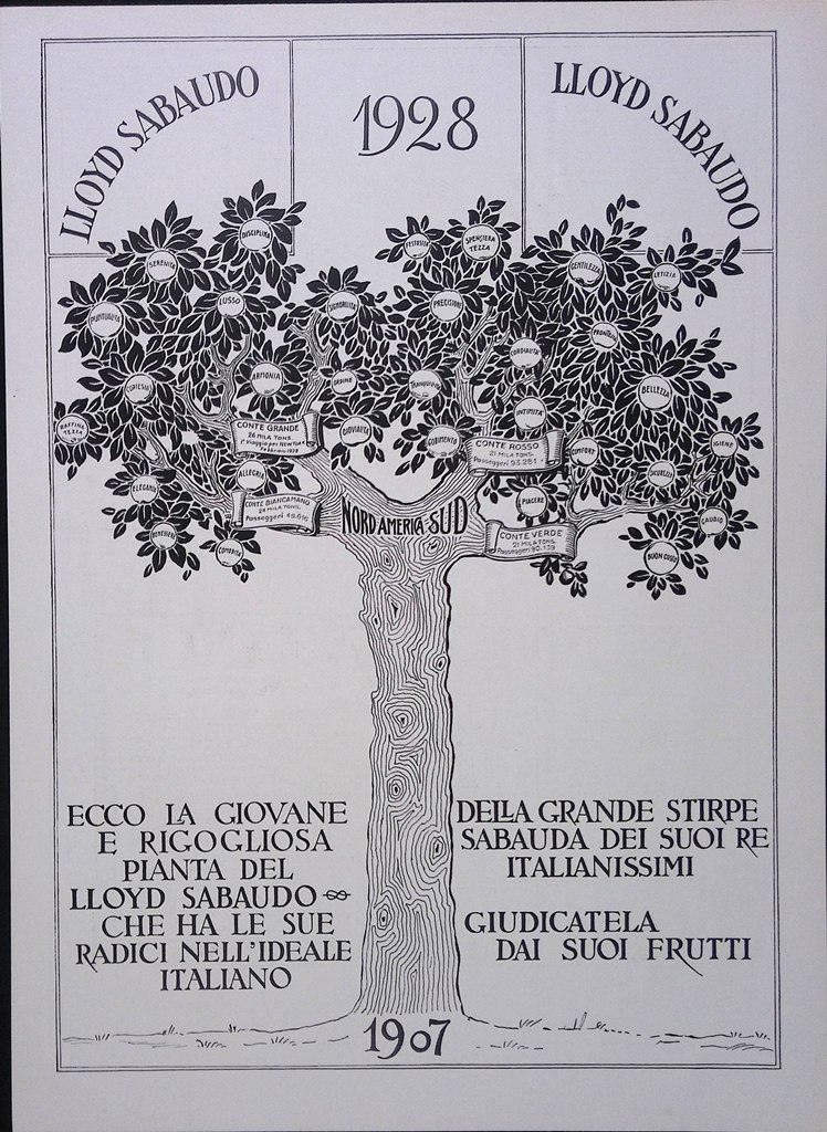 Pubblicità del 1927 Lloyd sabaudo Cava Marmo Portoro Spezia Monte …