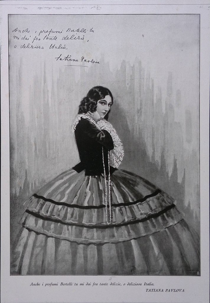 Pubblicità del 1927 Profumi Bertelli Tatiana Pavlova