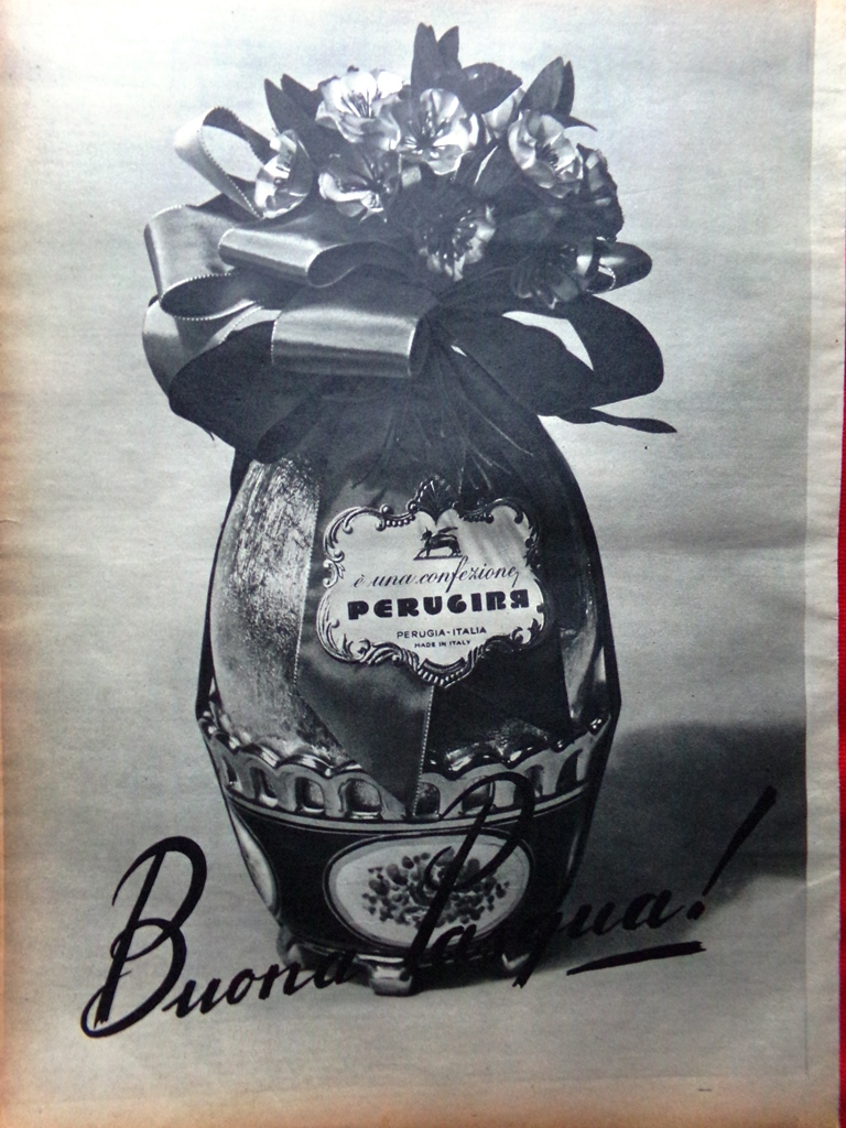 Pubblicità del 1952 Buona Pasqua Perugina Uovo