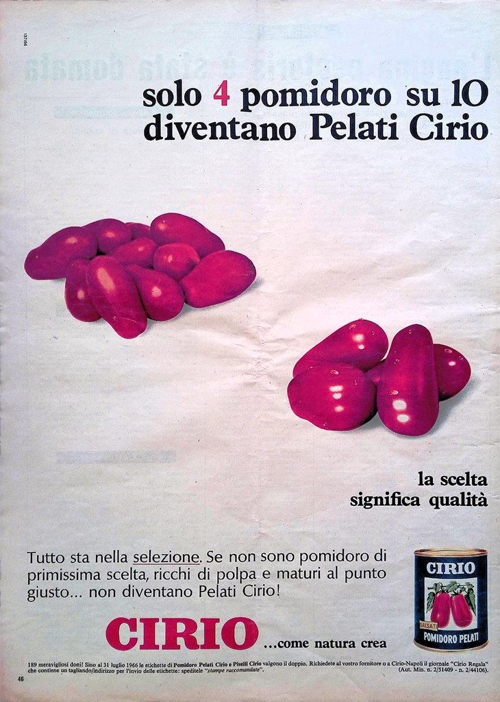 Pubblicità del 1966 Pomodori Pelati Cirio