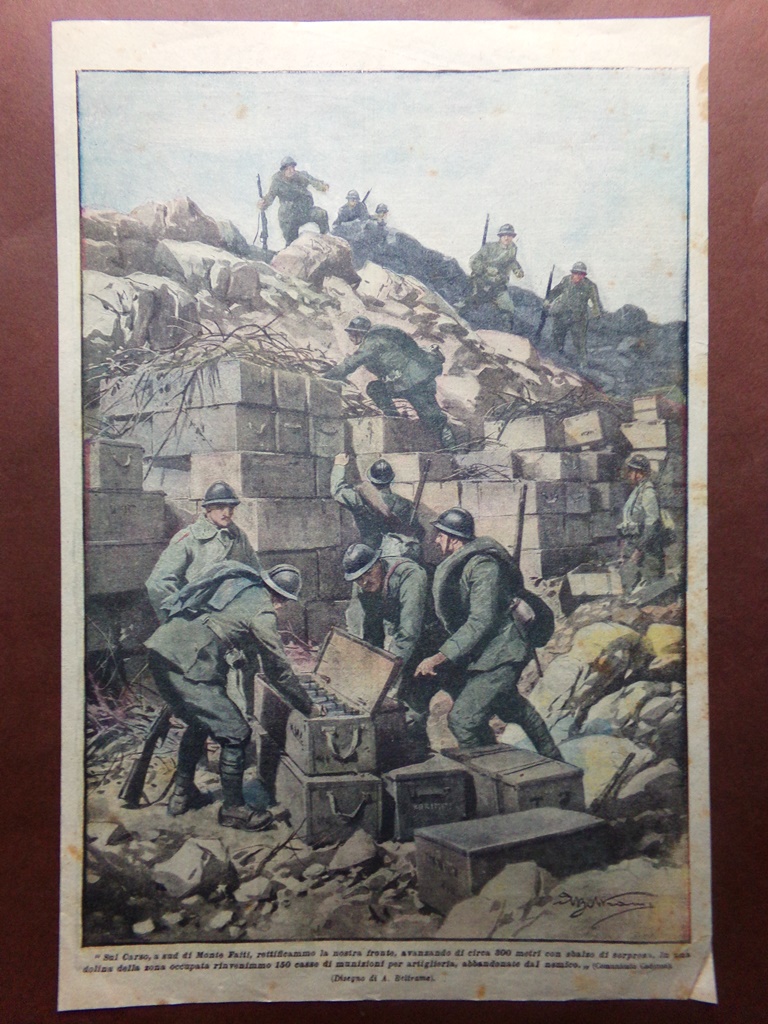 Retrocopertina Domenica Corriere nr. 1 del 1917 WW1 Monte Faiti …