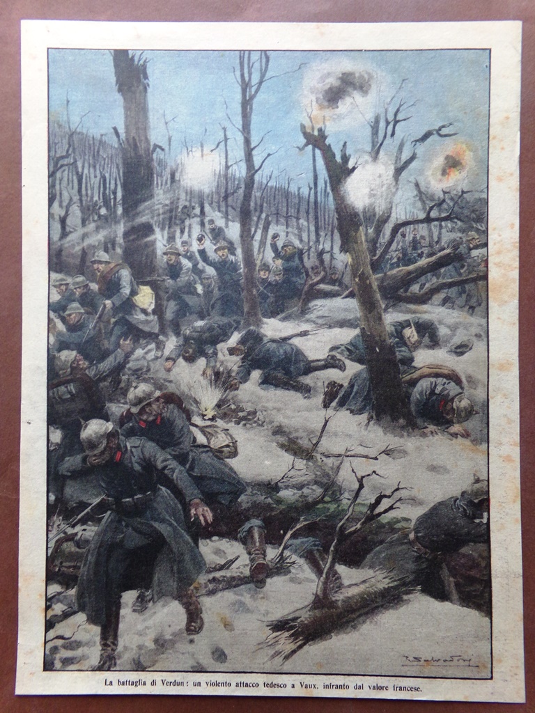 Retrocopertina Domenica Corriere nr. 13 del 1916 WW1 Battaglia di …