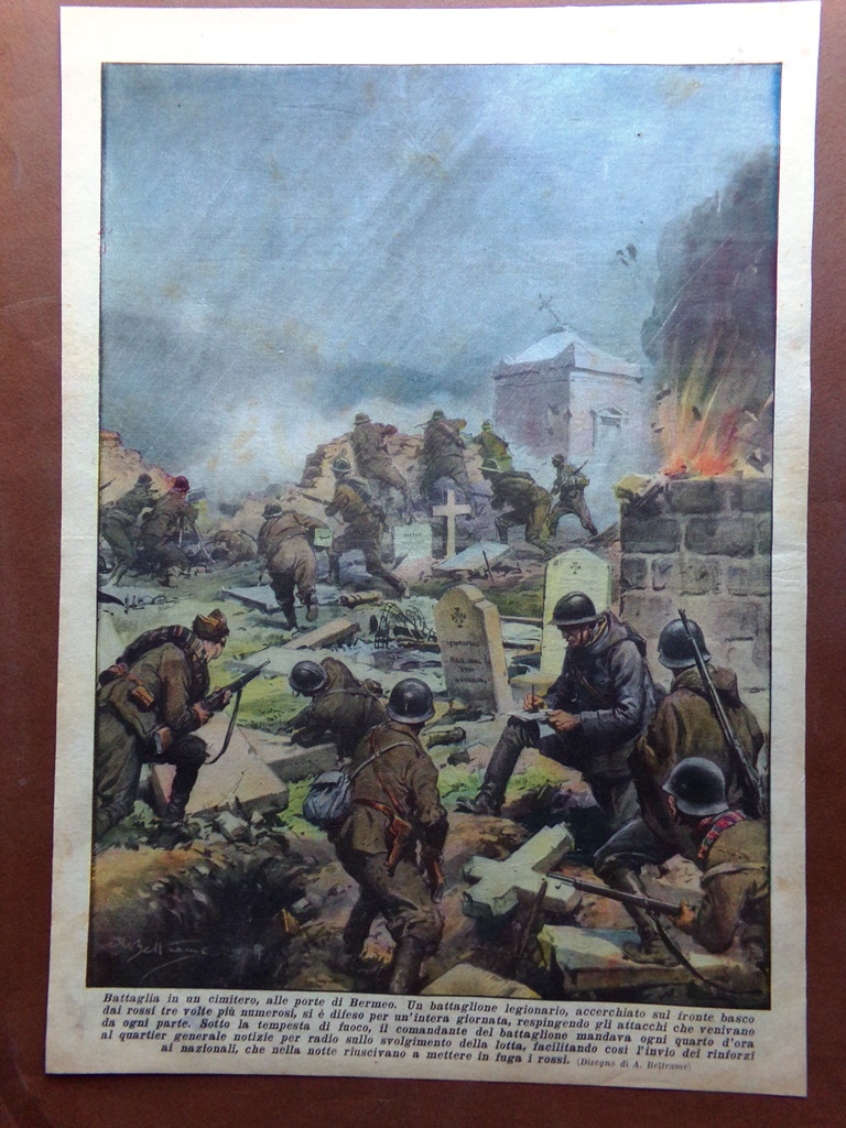 Retrocopertina Domenica Corriere nr. 20 del 1937 Battaglia alle porte …