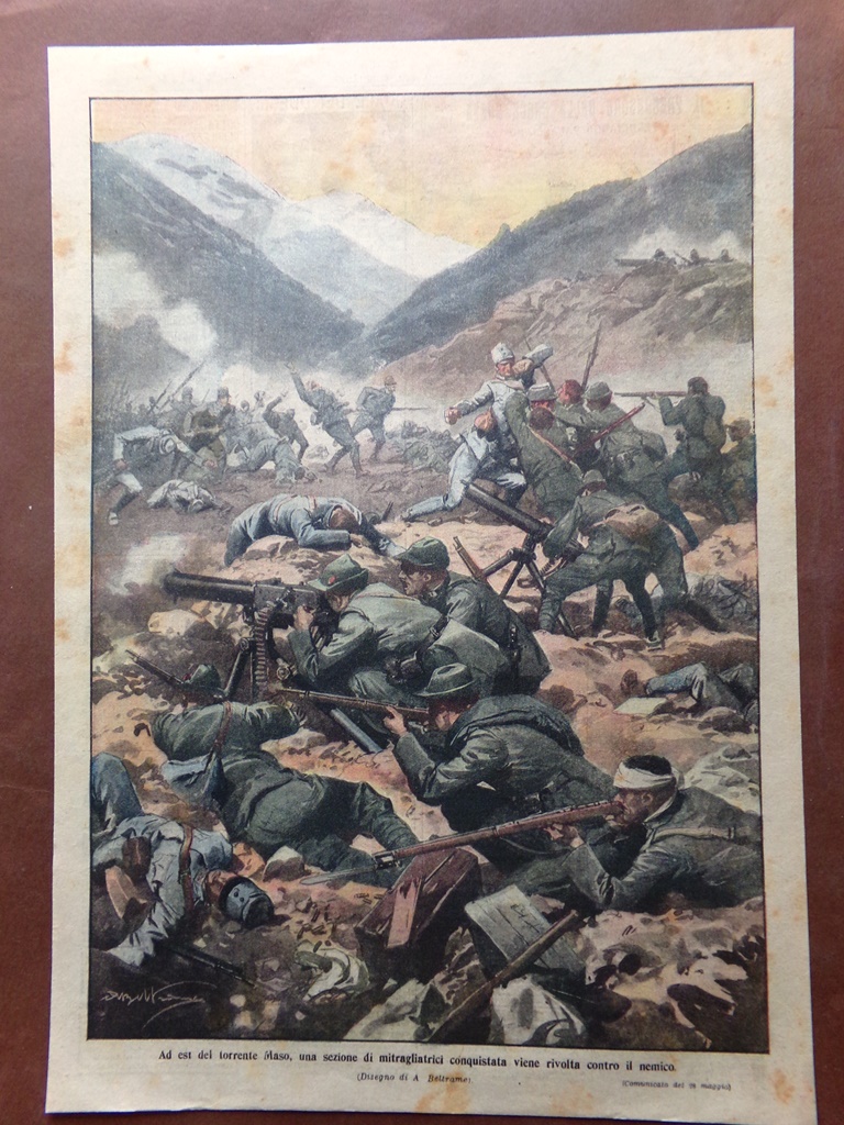 Retrocopertina Domenica Corriere nr. 24 del 1916 WW1 Torrente Maso …