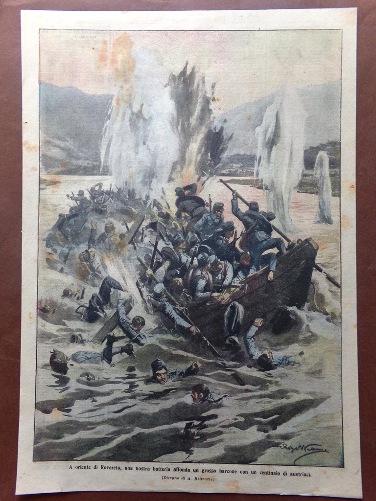 Retrocopertina Domenica Corriere nr. 25 del 1916 WW1 Oriente Rovereto …