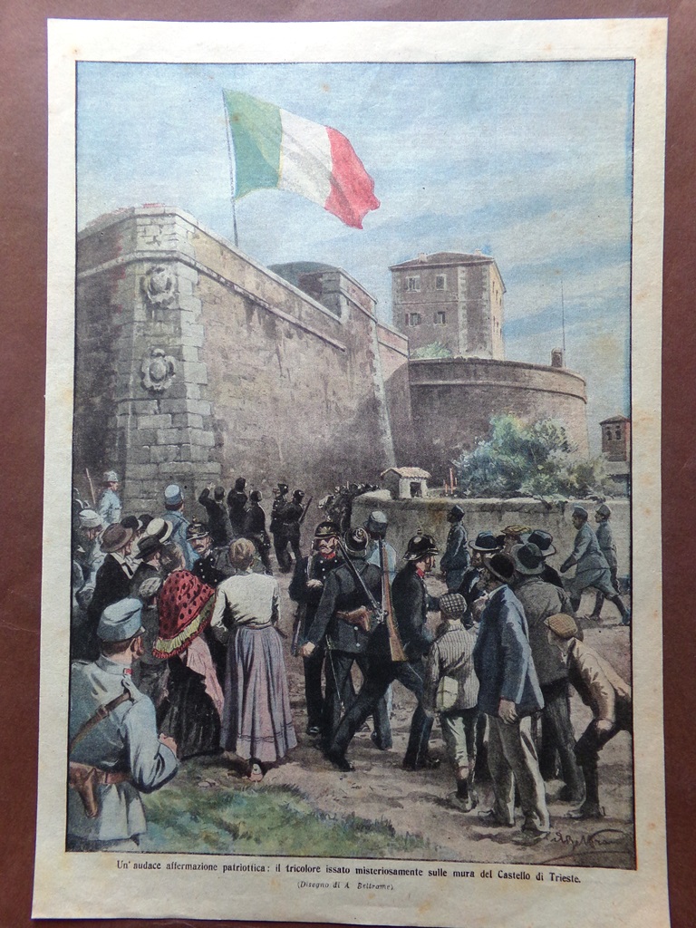 Retrocopertina Domenica Corriere nr. 27 del 1916 WW1 Tricolore Castello …