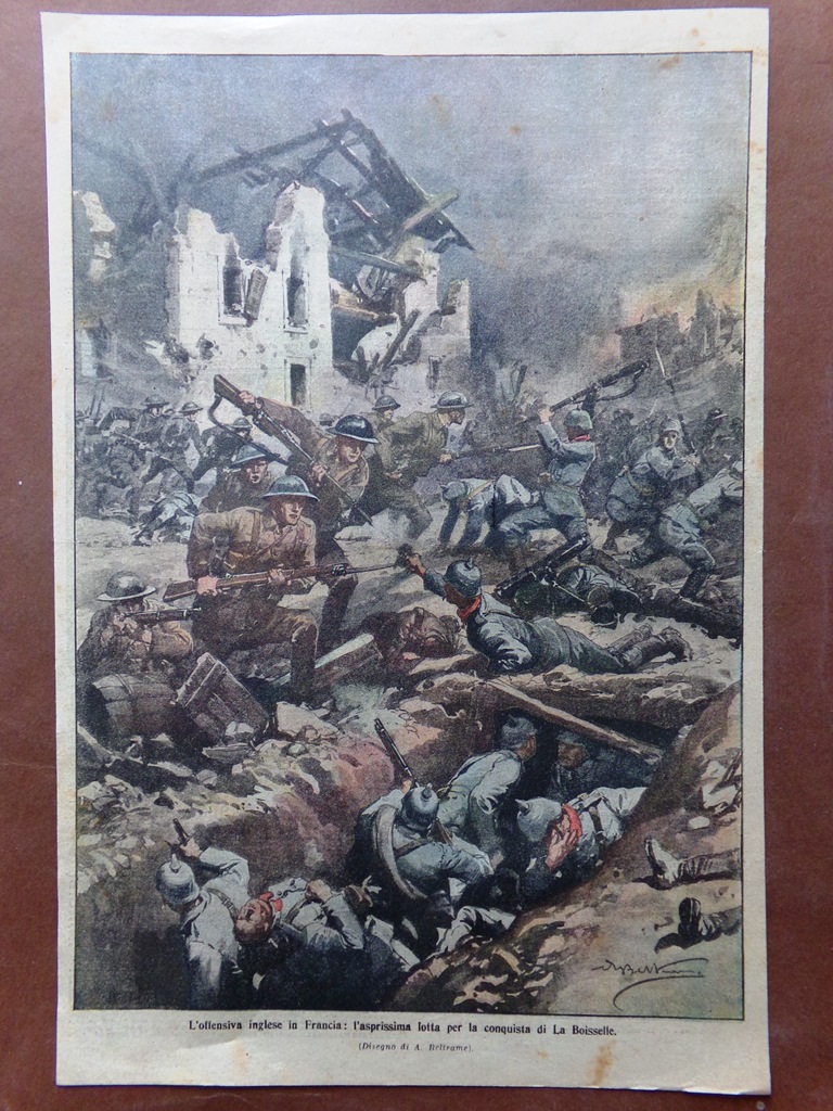 Retrocopertina Domenica Corriere nr. 29 del 1916 WW1 Offensiva Inglese …