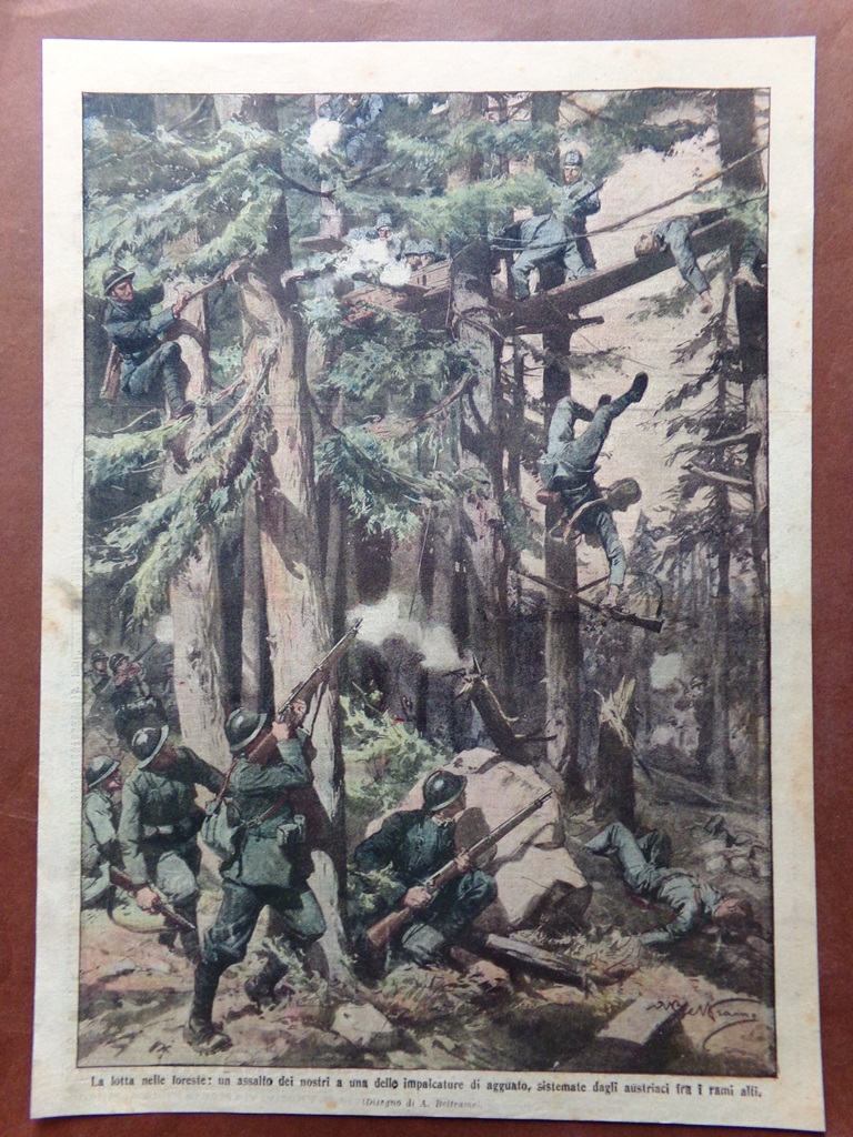 Retrocopertina Domenica Corriere nr. 30 del 1916 WW1 Lotta nelle …