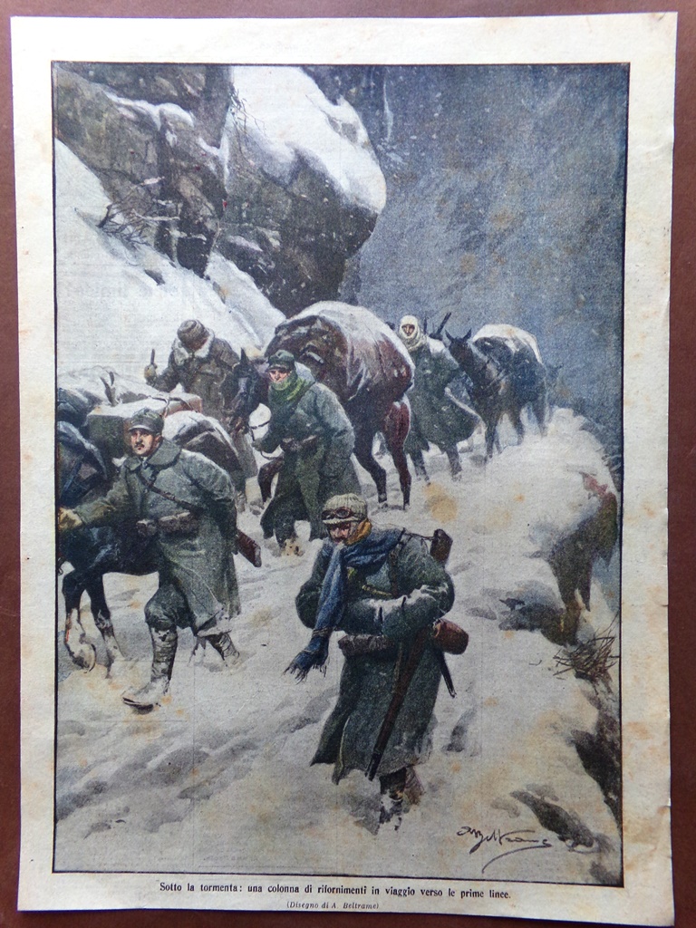 Retrocopertina Domenica Corriere nr. 6 del 1916 WW1 Rifornimenti in …