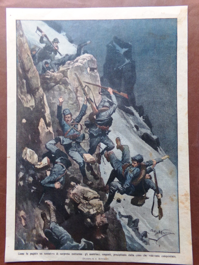 Retrocopertina Domenica Corriere nr. 9 del 1916 WW1 Austriaci respinti …