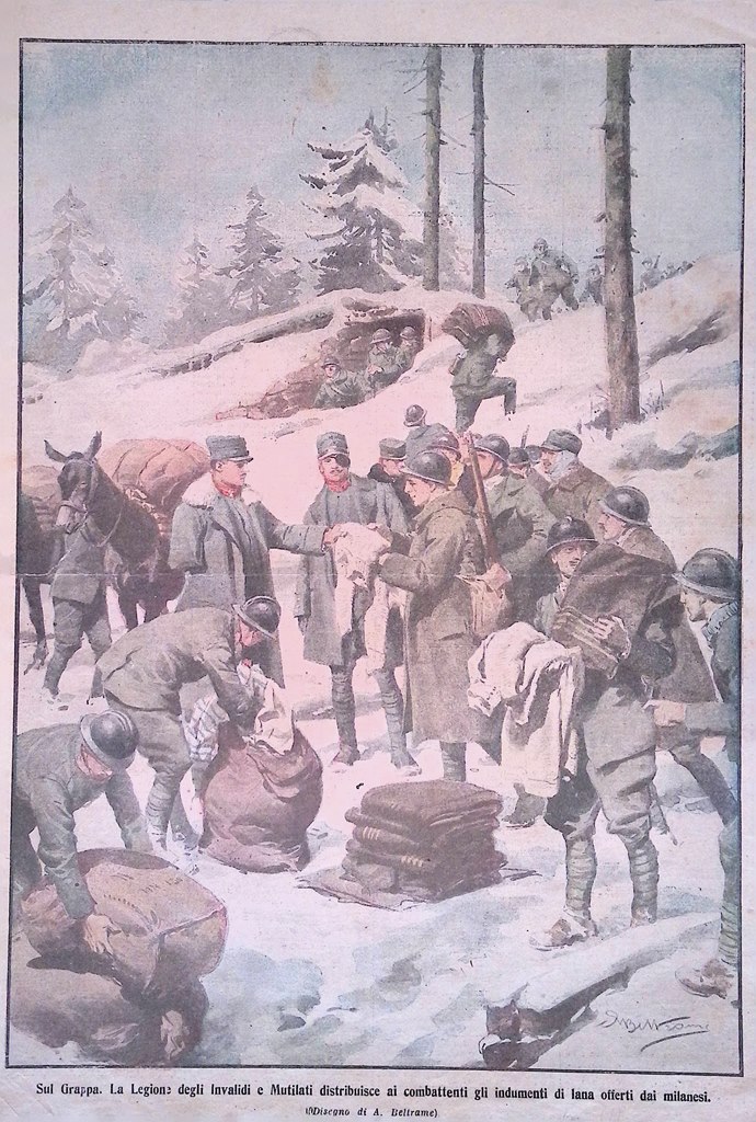 Retrocopertina Domenica del Corriere nr. 1 del 1918 WW1 Grappa …