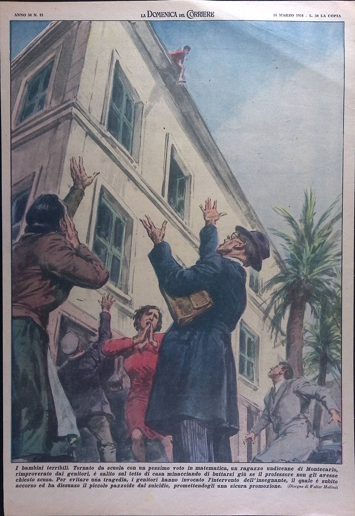 Retrocopertina Domenica del Corriere nr. 11 del 1954 Ragazzo Montecarlo …
