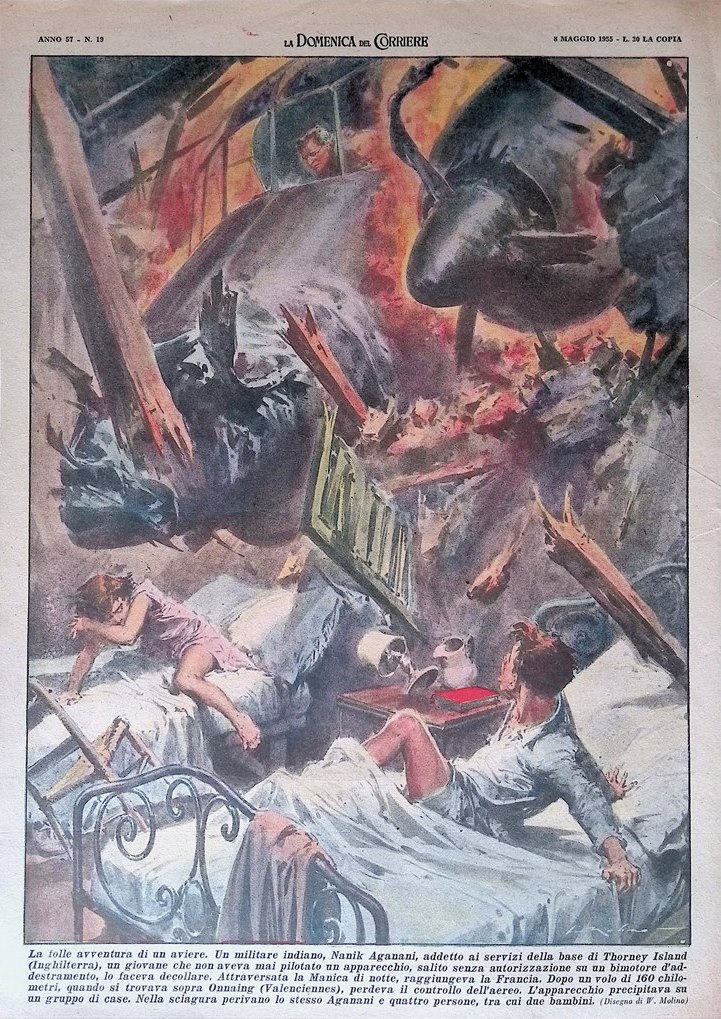 Retrocopertina Domenica del Corriere nr. 19 del 1955 Nanik Aganani …