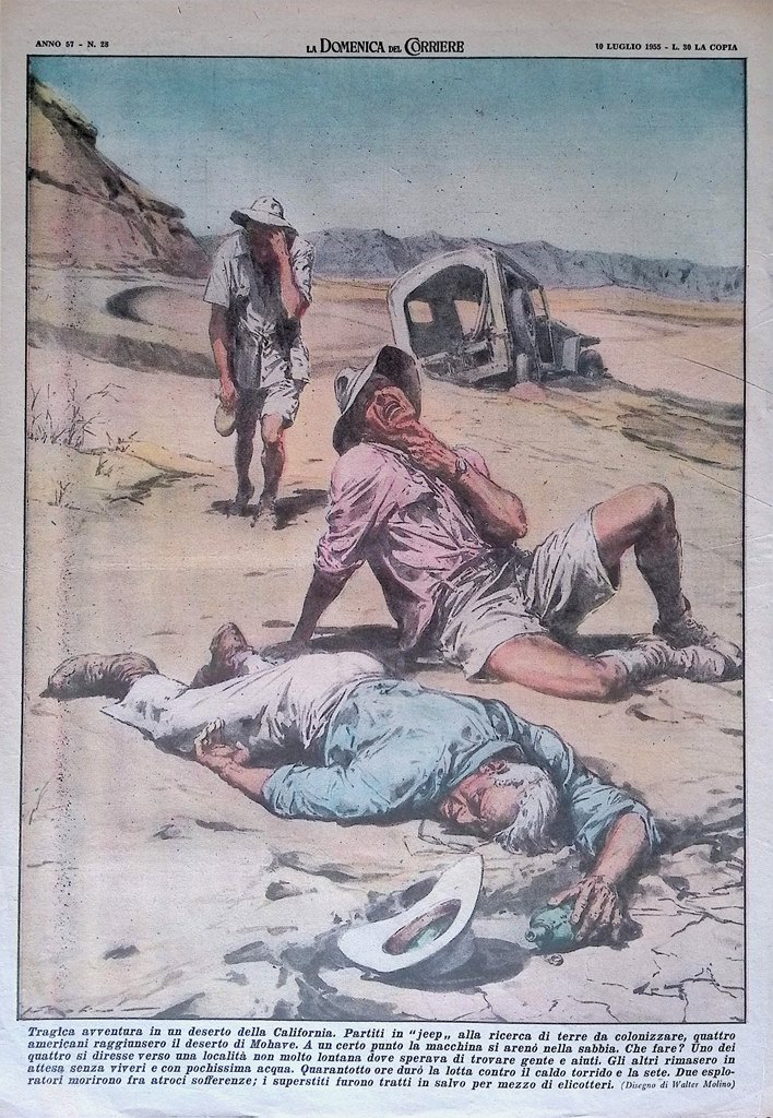 Retrocopertina Domenica del Corriere nr. 28 del 1955 Tragedia Deserto …