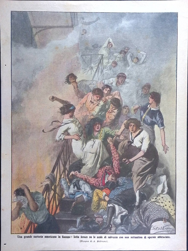 Retrocopertina Domenica del Corriere nr. 31 del 1913 Fiamme Sartoria …