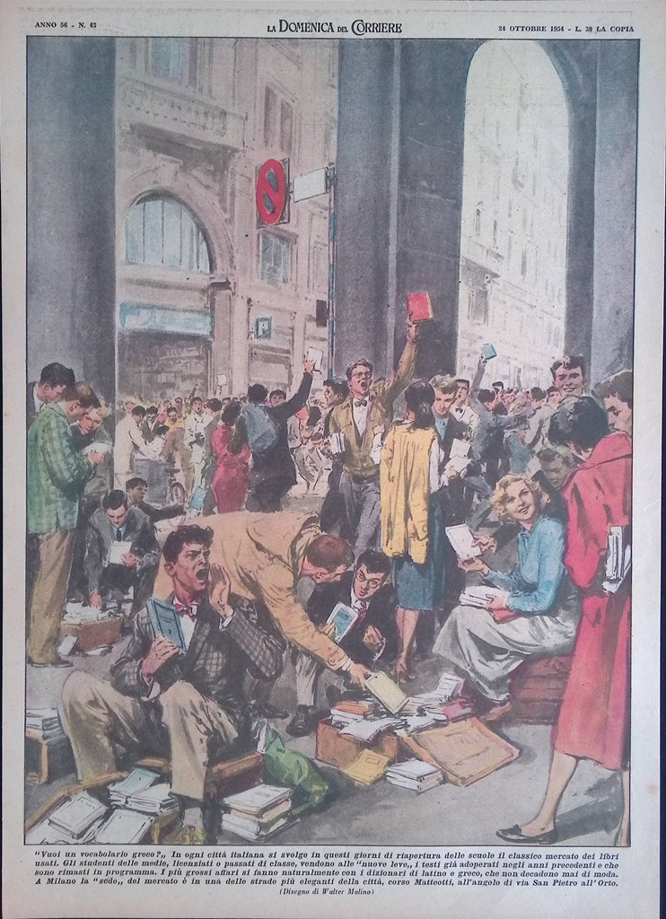 Retrocopertina Domenica del Corriere nr. 43 del 1954 Mercato Libri …