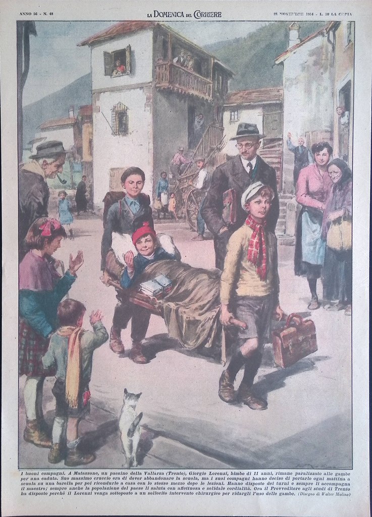 Retrocopertina Domenica del Corriere nr. 48 del 1954 Lorenzi Matassone …