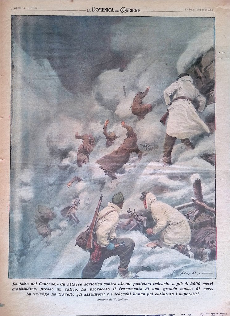 Retrocopertina Domenica del Corriere nr. 50 del 1942 WW2 Lotta …