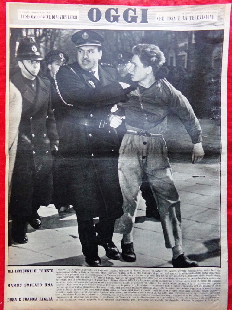 Retrocopertina Oggi nr. 14 del 1952 Incidenti a Trieste Arresto …