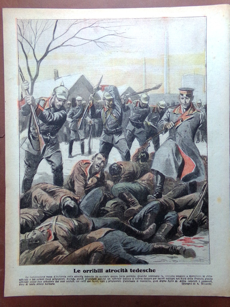 Retrocopertina Tribuna Illustrata nr. 11 del 1917 WW1 Orribili Atrocità …