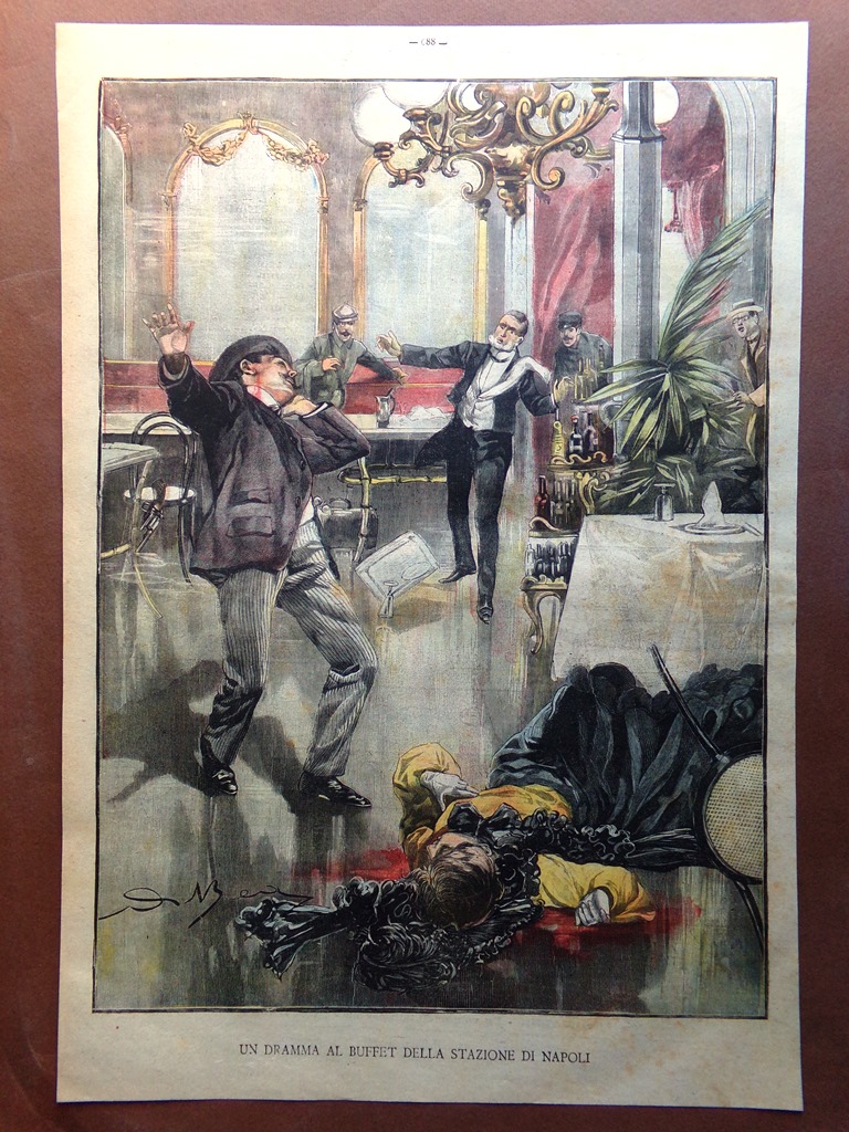 Retrocopertina Tribuna Illustrata nr. 43 del 1904 Dramma Buffet Stazione …