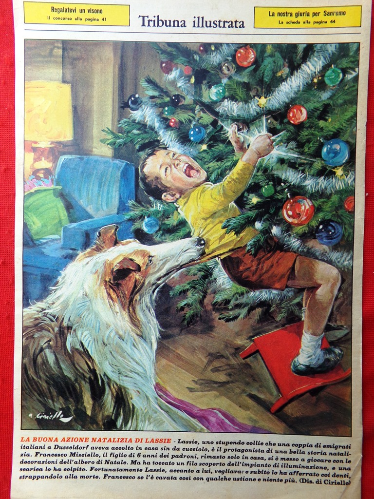 Retrocopertina Tribuna Illustrata nr. 53 del 1967 Lassie Dusseldorf Misciello