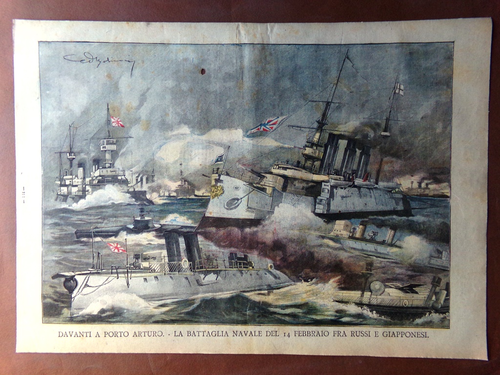 Retrocopertina Tribuna Illustrata nr. 9 del 1904 Port Arthur Battaglia …