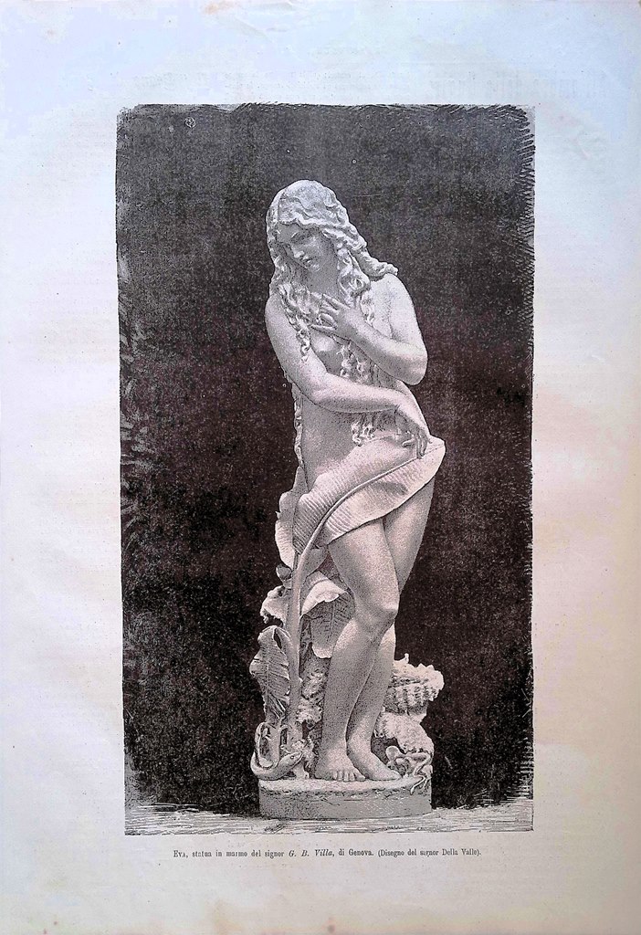 Stampa del 1881 Eva Statua Villa Genova Della Valle Esposizione …