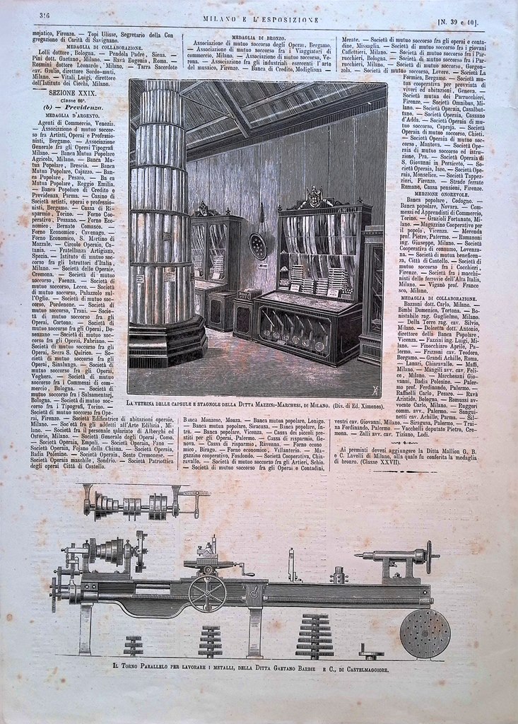 Stampa del 1881 Vetrina Capsule Stagnole Mazzini Marchesi Milano Ximenes …
